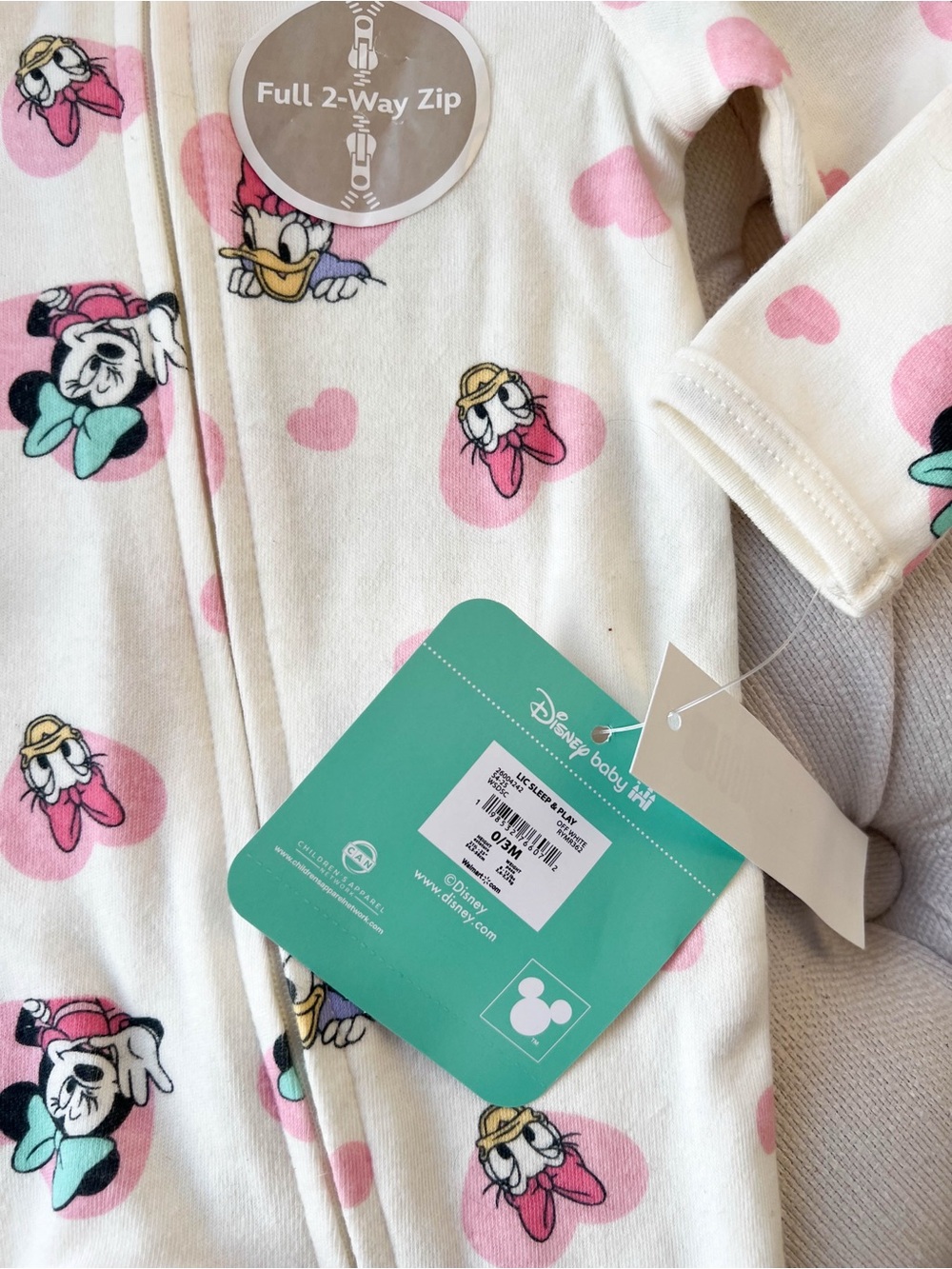 Disney baby | Cream and Pink Daisy & Minnie Footed One-Piece | size 0 - 3 months - Picture 3 of 3